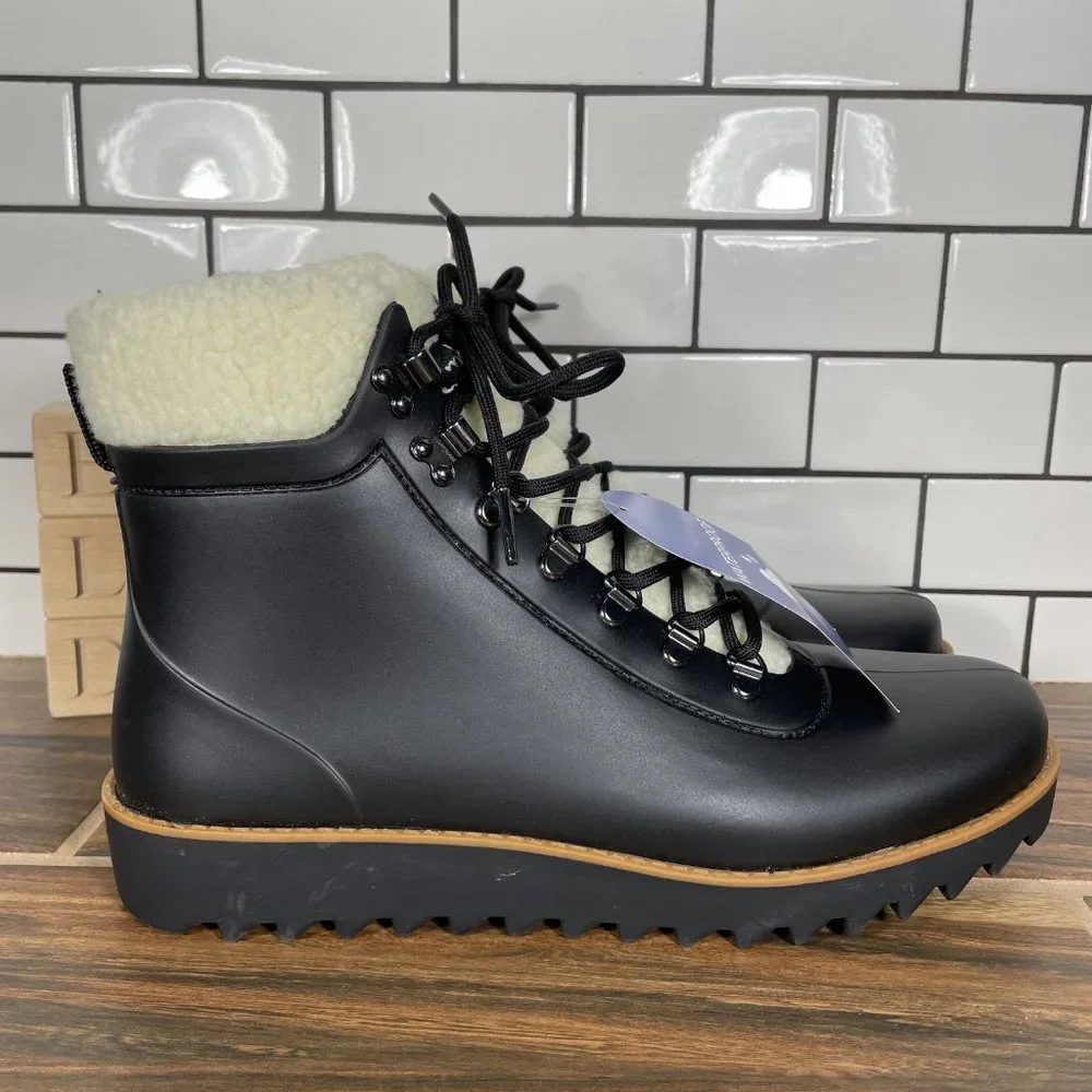 Jambu Rainey Hiker Womens Sz 9.5 Shoes Black Waterproof Faux Fur Ankle Boots NEW